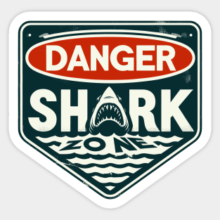 Retro Danger Shark Zone Warning Sticker